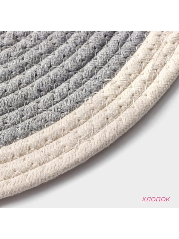 Салфетка сервировочная на стол Доляна «Мира», d=38 см, хлопок, цвет серый, рисунок МИКС