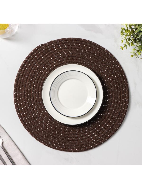 Салфетка сервировочная на стол Доляна «Блеск», d=38 см, хлопок, цвет коричневый