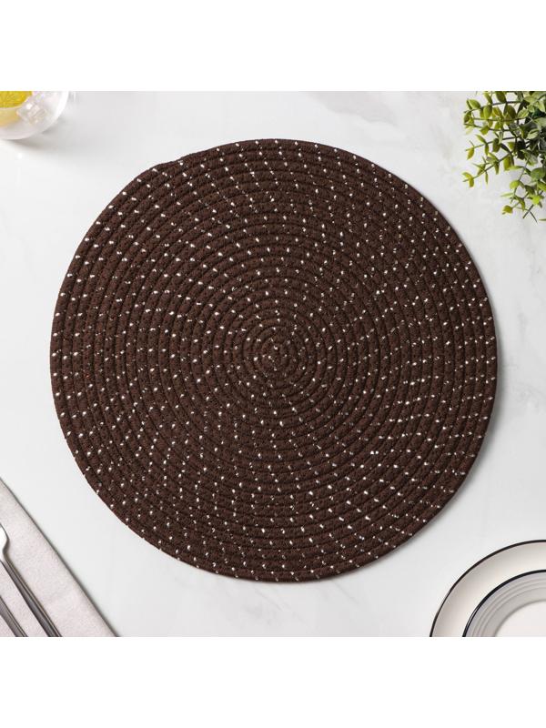 Салфетка сервировочная на стол Доляна «Блеск», d=38 см, хлопок, цвет коричневый