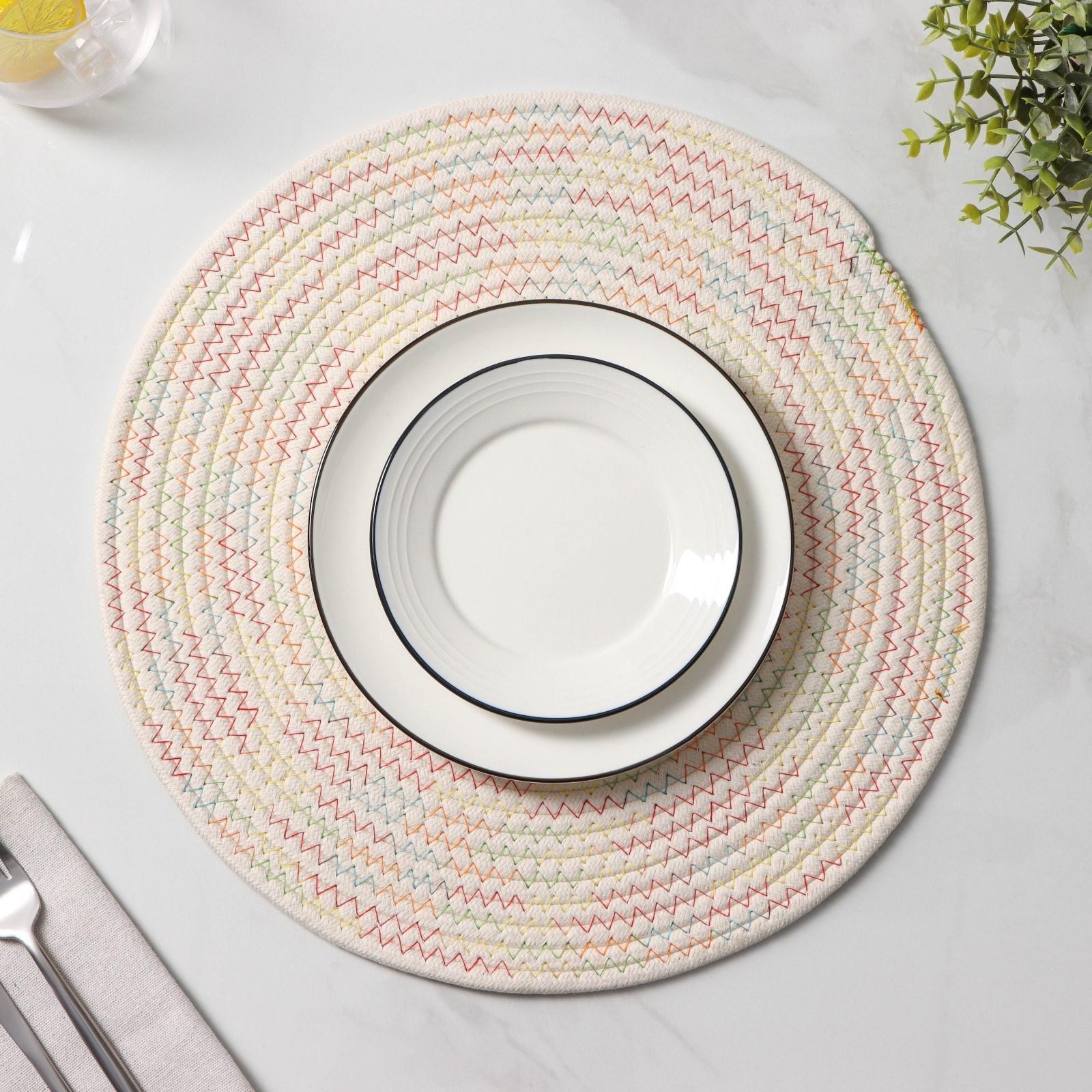 Салфетка сервировочная на стол Доляна «Радуга», d=38 см, хлопок, цвет белый