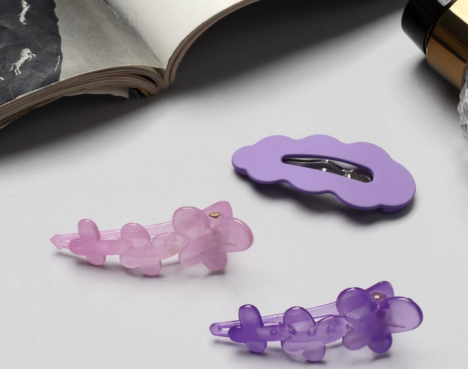 Зажим для волос «Джаннет» (набор 3 шт) 5 см, фиолетовый