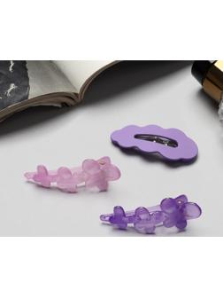 Зажим для волос «Джаннет» (набор 3 шт) 5 см, фиолетовый