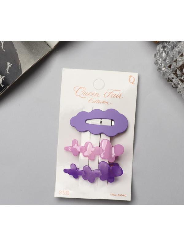 Зажим для волос «Джаннет» (набор 3 шт) 5 см, фиолетовый