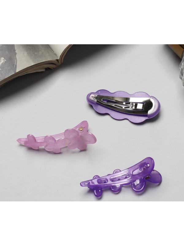 Зажим для волос «Джаннет» (набор 3 шт) 5 см, фиолетовый