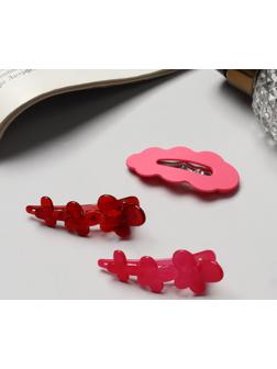 Зажим для волос «Джаннет» (набор 3 шт) 5 см, розовый