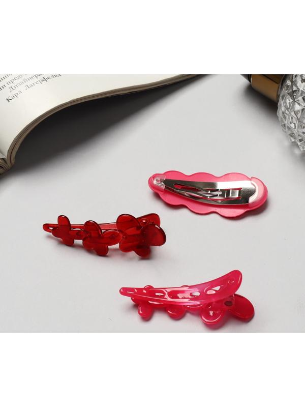 Зажим для волос «Джаннет» (набор 3 шт) 5 см, розовый