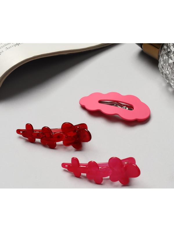 Зажим для волос «Джаннет» (набор 3 шт) 5 см, розовый