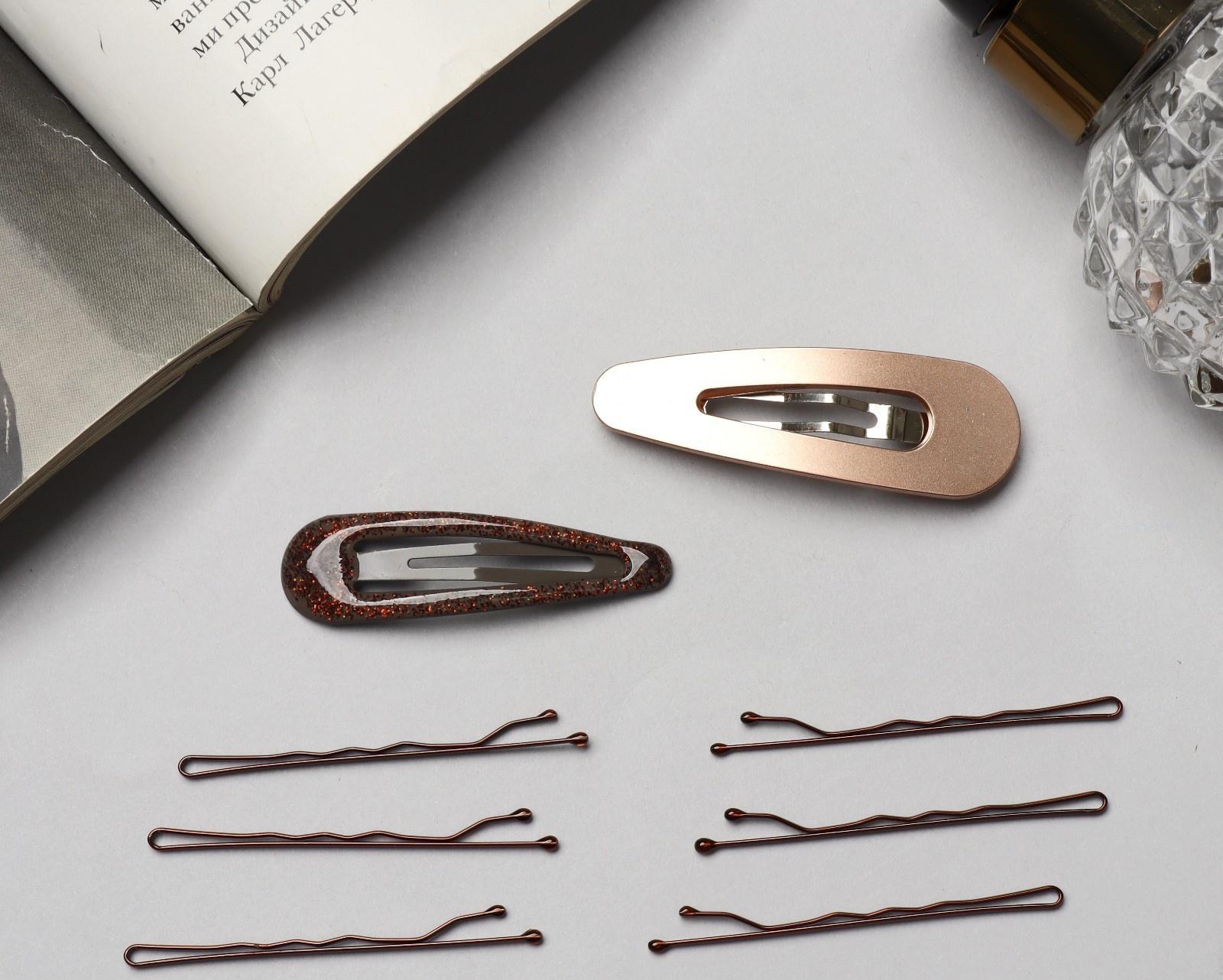 Невидимка для волос «Адель» (набор 10 шт) 5 см, бронза