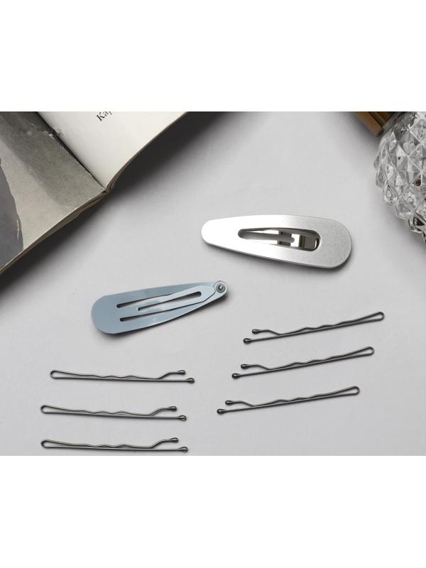 Невидимка для волос «Адель» (набор 10 шт) 5 см, серебро