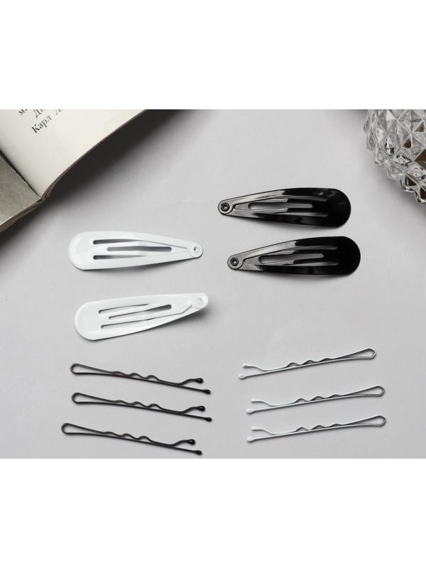 Невидимка для волос «Бриджит» (набор 12 шт) 5 см, чёрно-белый