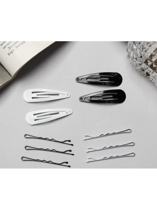 Невидимка для волос «Бриджит» (набор 12 шт) 5 см, чёрно-белый