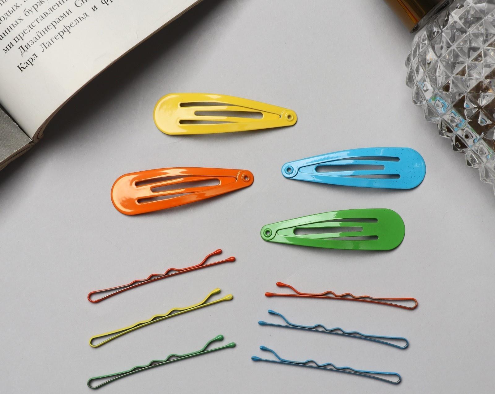 Невидимка для волос «Бриджит» (набор 12 шт) 5 см, яркий микс