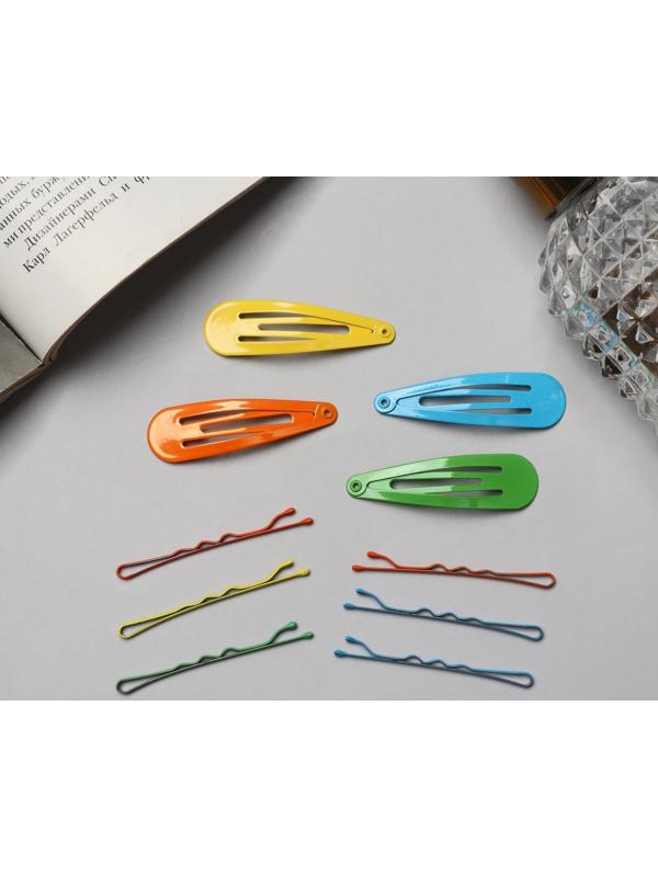 Невидимка для волос «Бриджит» (набор 12 шт) 5 см, яркий микс