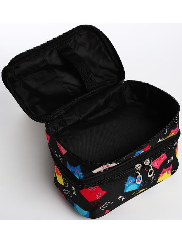 Косметичка, 2 отдела на молниях, цвет чёрный