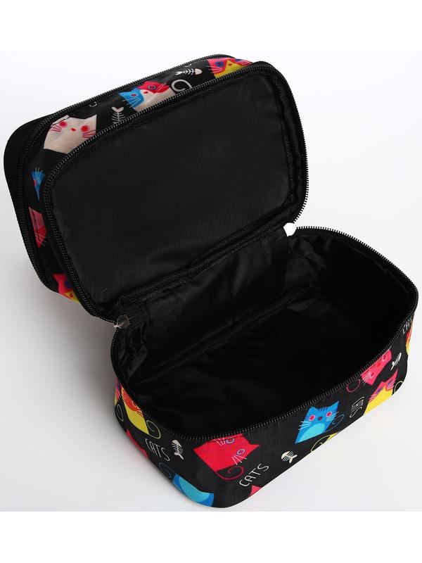 Косметичка, 2 отдела на молниях, цвет чёрный