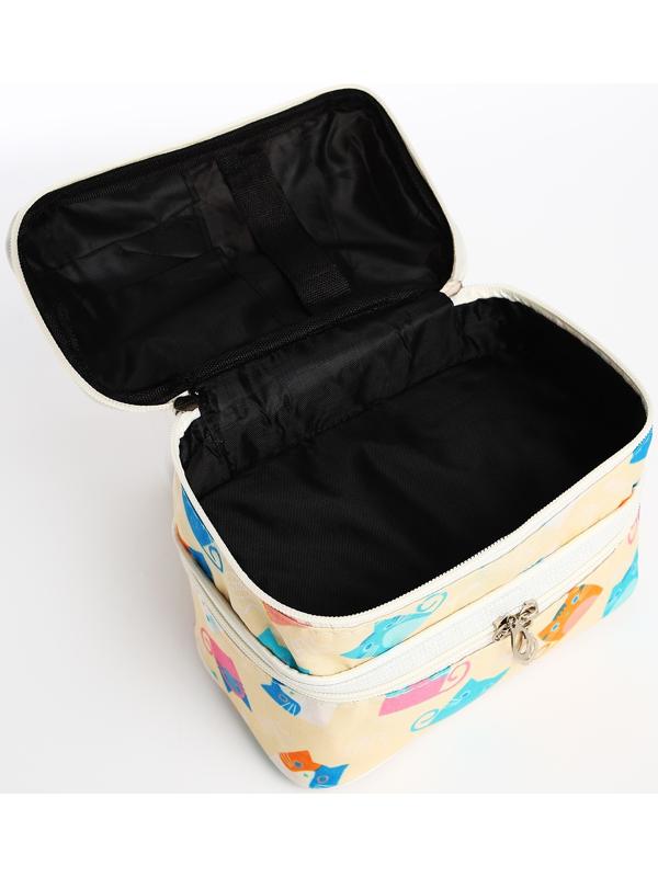 Косметичка, 2 отдела на молниях, цвет бежевый