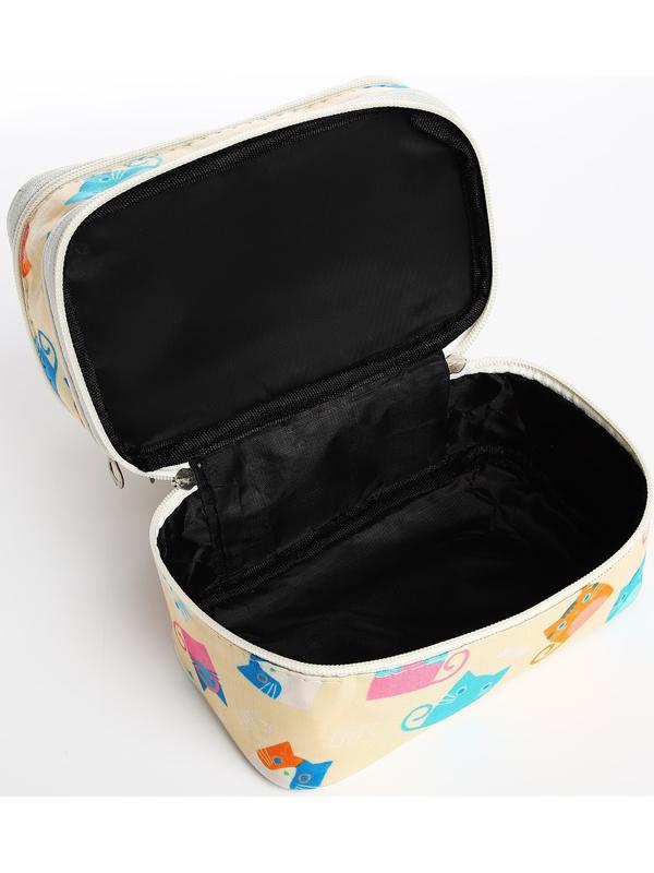 Косметичка, 2 отдела на молниях, цвет бежевый