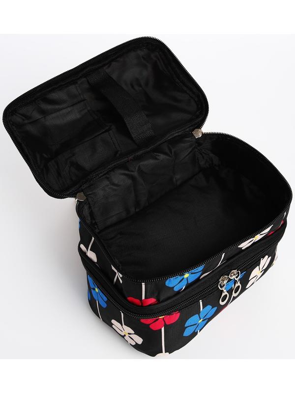 Косметичка, 2 отдела на молниях, цвет чёрный