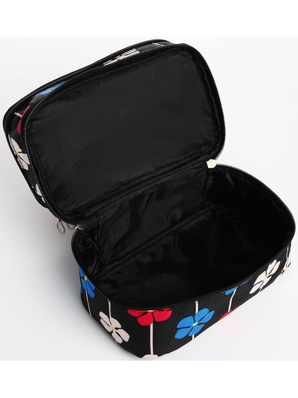 Косметичка, 2 отдела на молниях, цвет чёрный