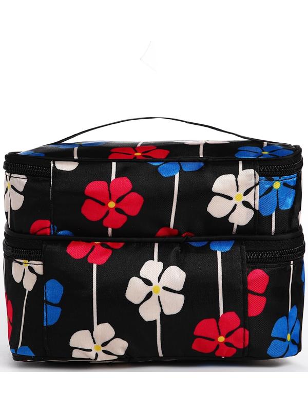 Косметичка, 2 отдела на молниях, цвет чёрный