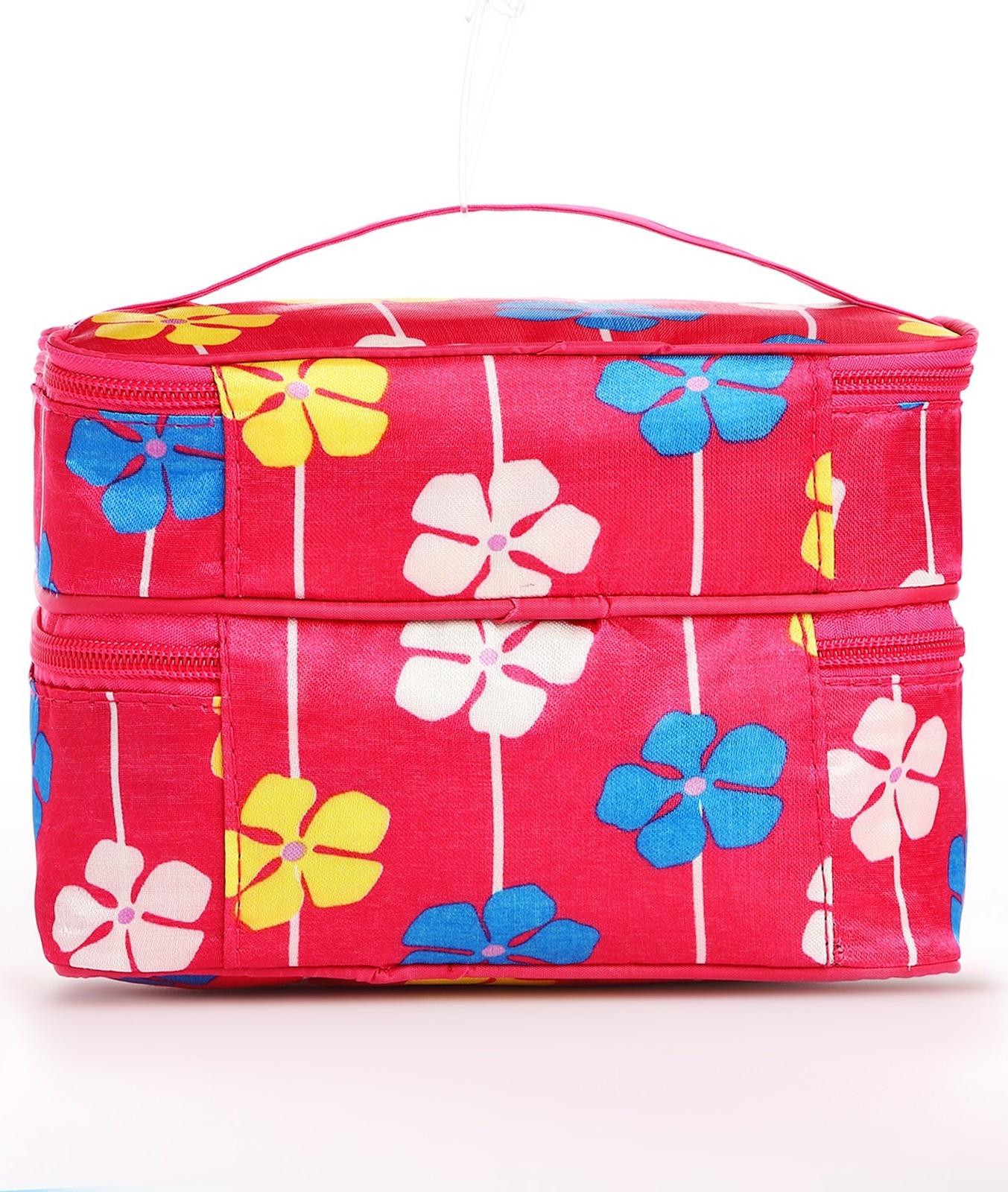 Косметичка, 2 отдела на молниях, цвет малиновый