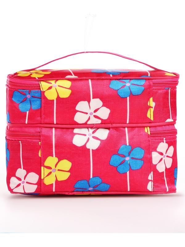 Косметичка, 2 отдела на молниях, цвет малиновый