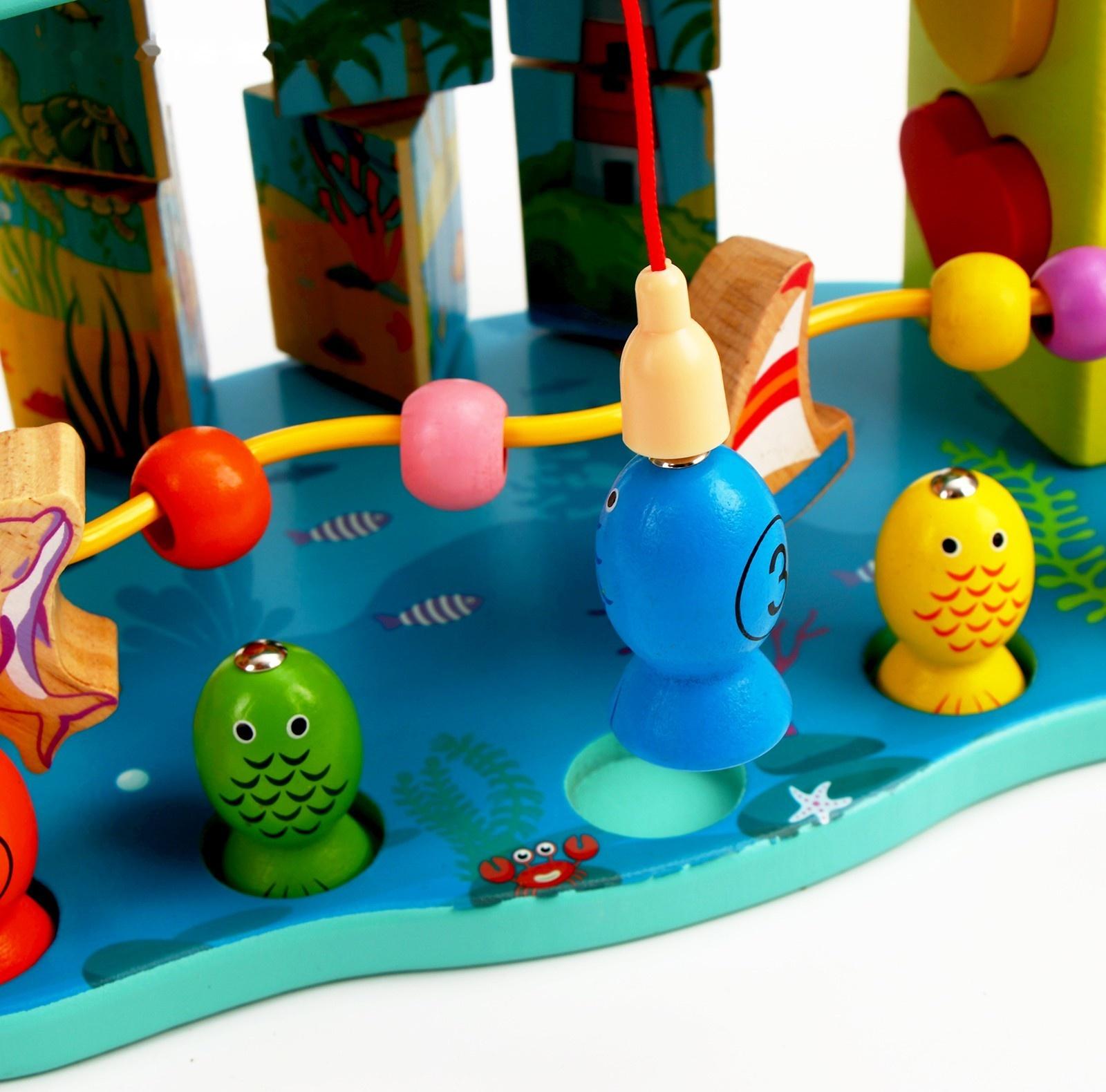 Логический центр 3 в 1 Стучалка + Рыбалка + Серпантинка «Море» 16 × 26 × 13,5 см