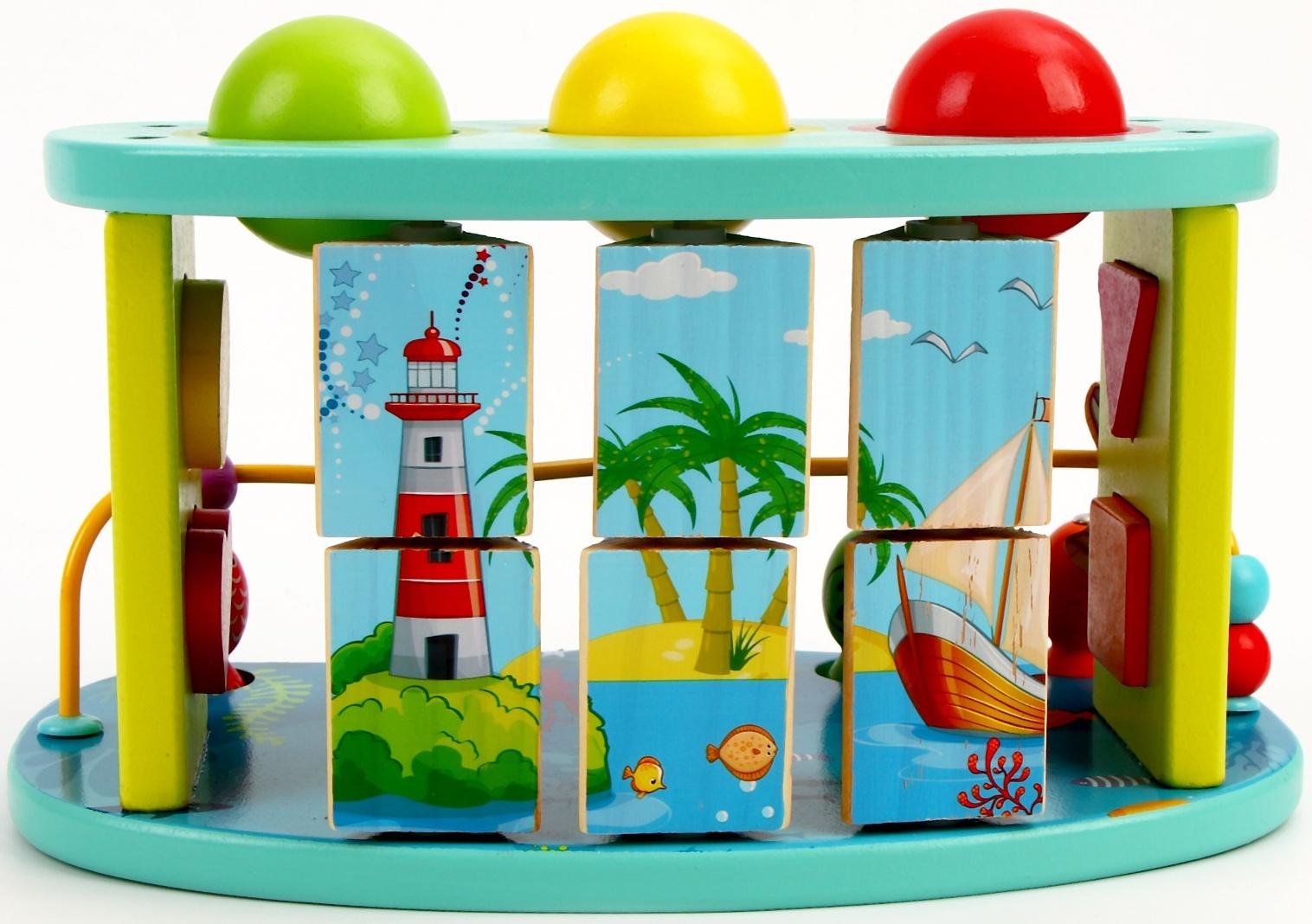 Логический центр 3 в 1 Стучалка + Рыбалка + Серпантинка «Море» 16 × 26 × 13,5 см