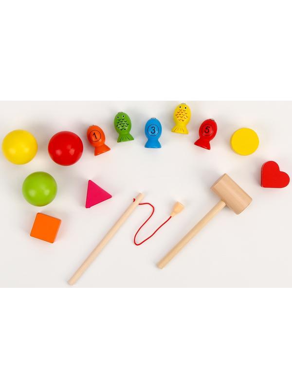 Логический центр 3 в 1 Стучалка + Рыбалка + Серпантинка «Море» 16 × 26 × 13,5 см