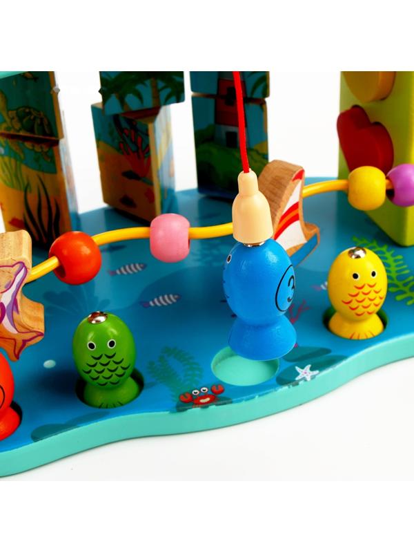 Логический центр 3 в 1 Стучалка + Рыбалка + Серпантинка «Море» 16 × 26 × 13,5 см