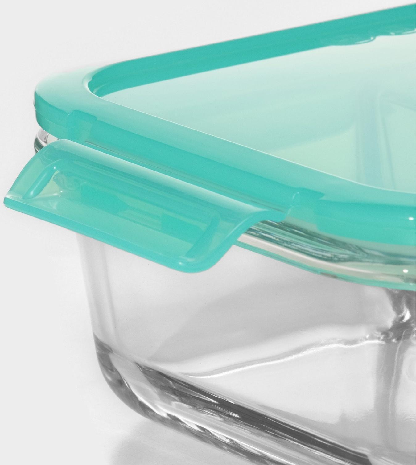 Контейнер стеклянный Lockie&Lock Food, 1010 мл, 2 секции, зеленая крышка