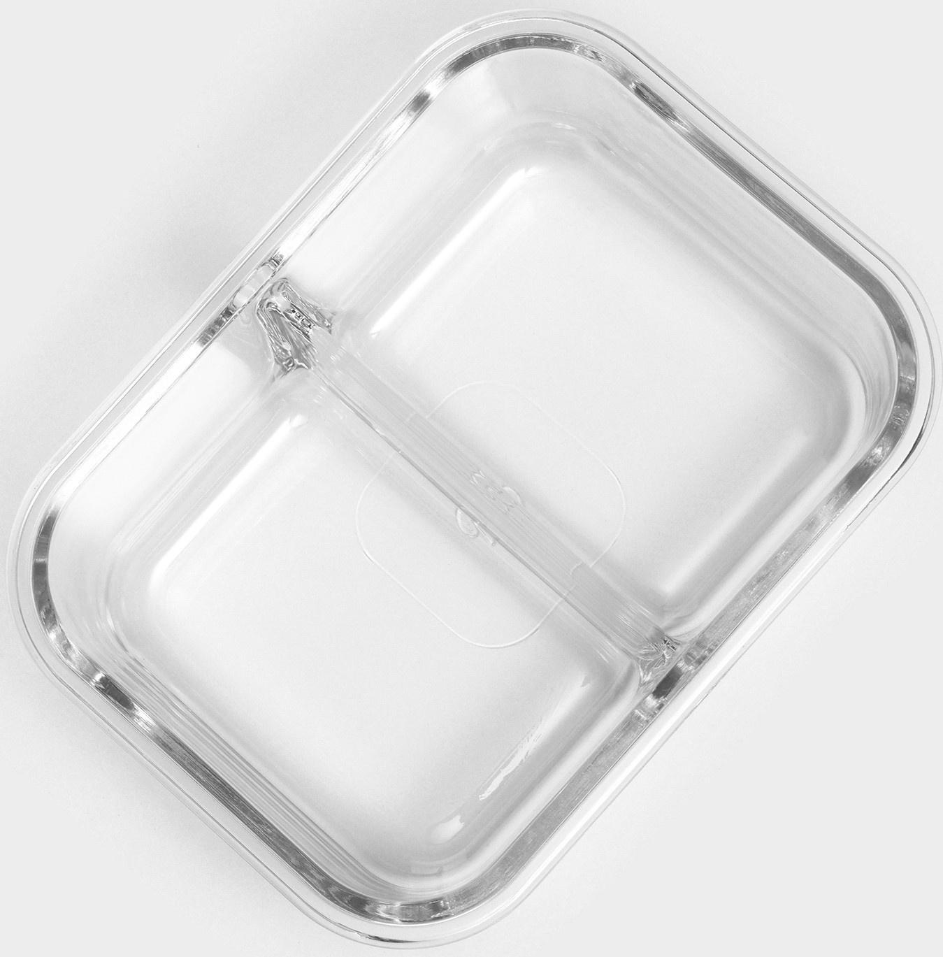 Контейнер стеклянный Lockie&Lock Food, 1010 мл, 2 секции, зеленая крышка