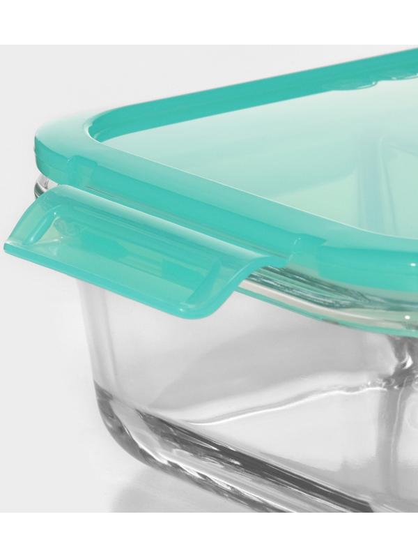 Контейнер стеклянный Lockie&Lock Food, 1010 мл, 2 секции, зеленая крышка