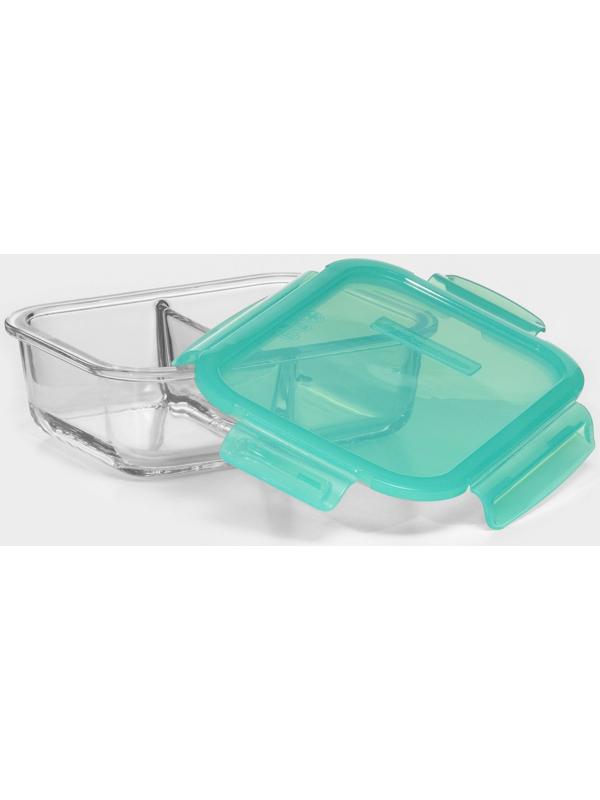 Контейнер стеклянный Lockie&Lock Food, 1010 мл, 2 секции, зеленая крышка