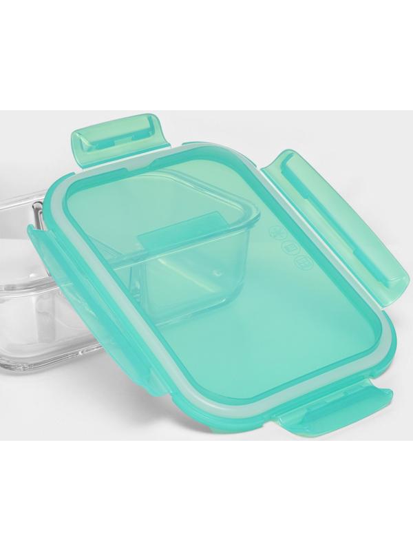 Контейнер стеклянный Lockie&Lock Food, 1010 мл, 2 секции, зеленая крышка