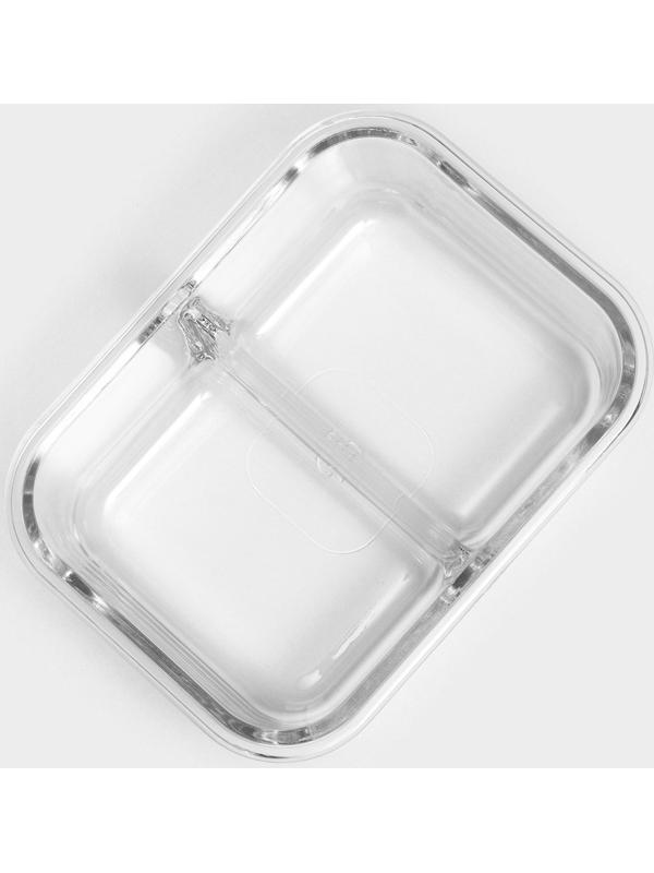 Контейнер стеклянный Lockie&Lock Food, 1010 мл, 2 секции, зеленая крышка