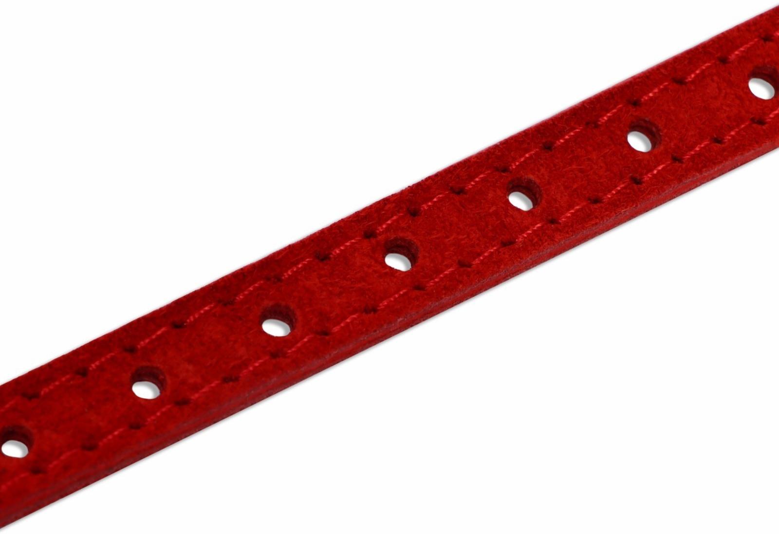 Ошейник замшевый двухслойный 1,2 см, ОШ 30-38 см, красный