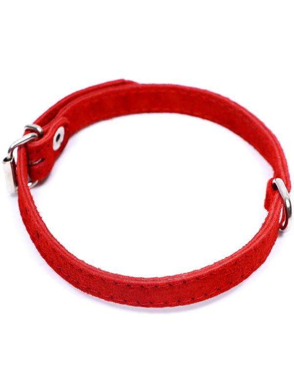 Ошейник замшевый двухслойный 1,2 см, ОШ 30-38 см, красный