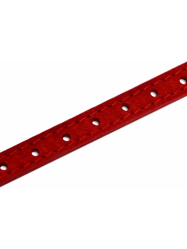 Ошейник замшевый двухслойный 1,2 см, ОШ 30-38 см, красный