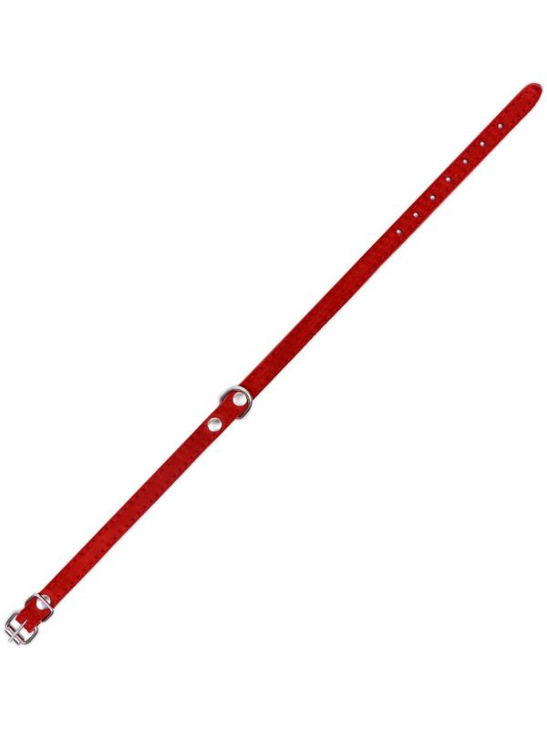 Ошейник замшевый двухслойный 1,2 см, ОШ 30-38 см, красный