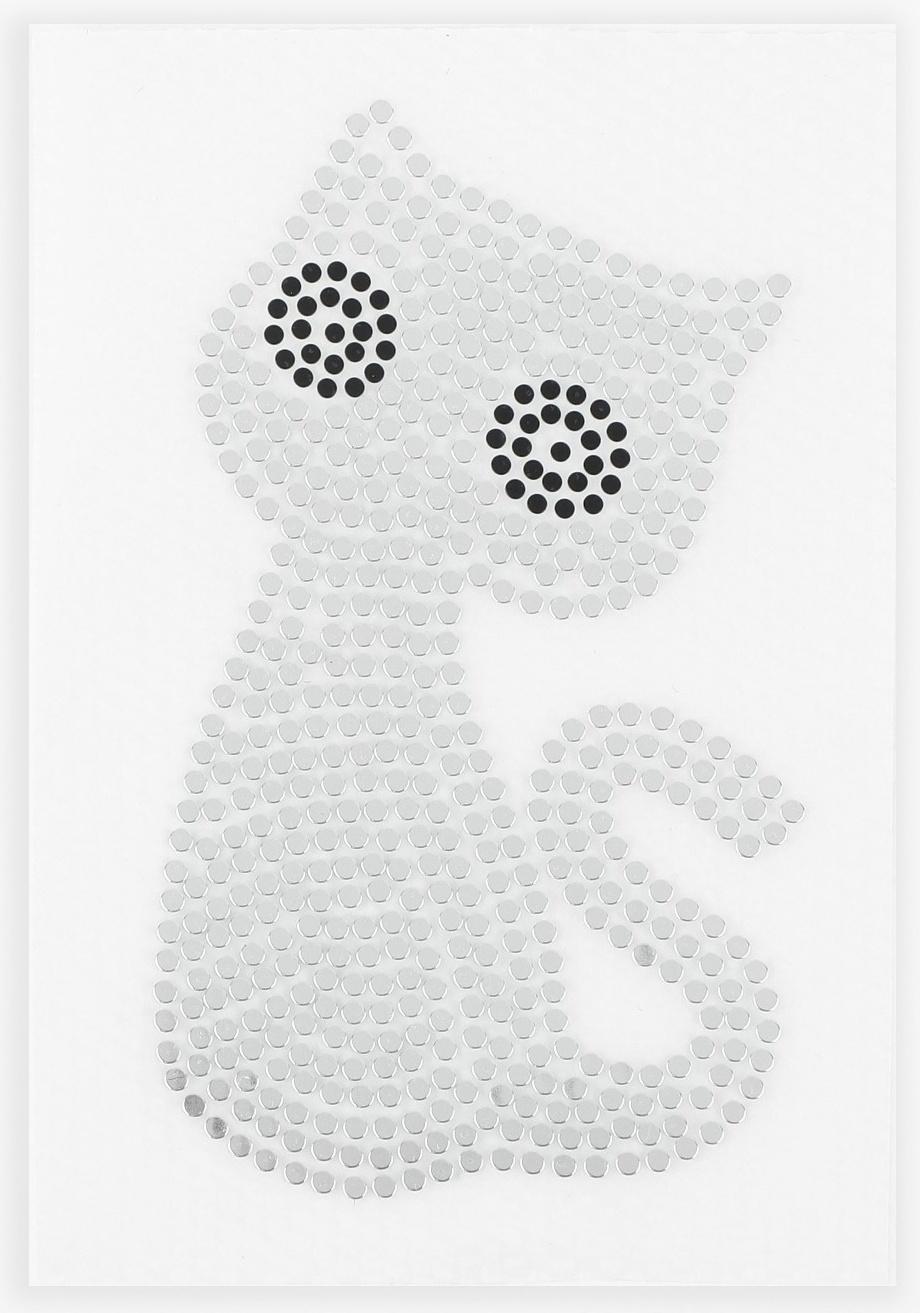 Термоаппликация «Котёнок», с пайетками, 3,2 × 5,5 см, цвет серебряный/чёрный