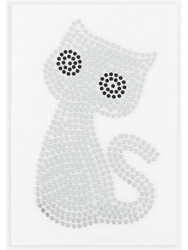 Термоаппликация «Котёнок», с пайетками, 3,2 × 5,5 см, цвет серебряный/чёрный