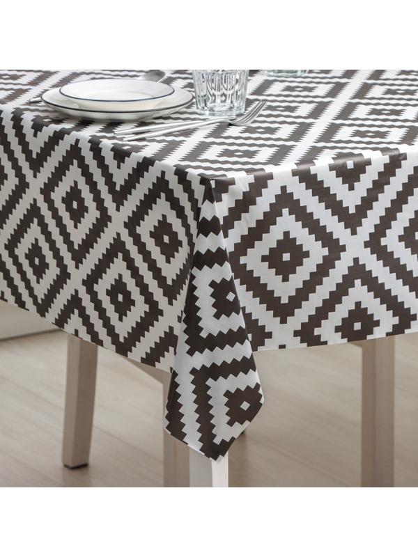 Клеёнка на стол на нетканой основе Доляна «Геометрия», ширина 140 см, рулон 20 м, цвет белый