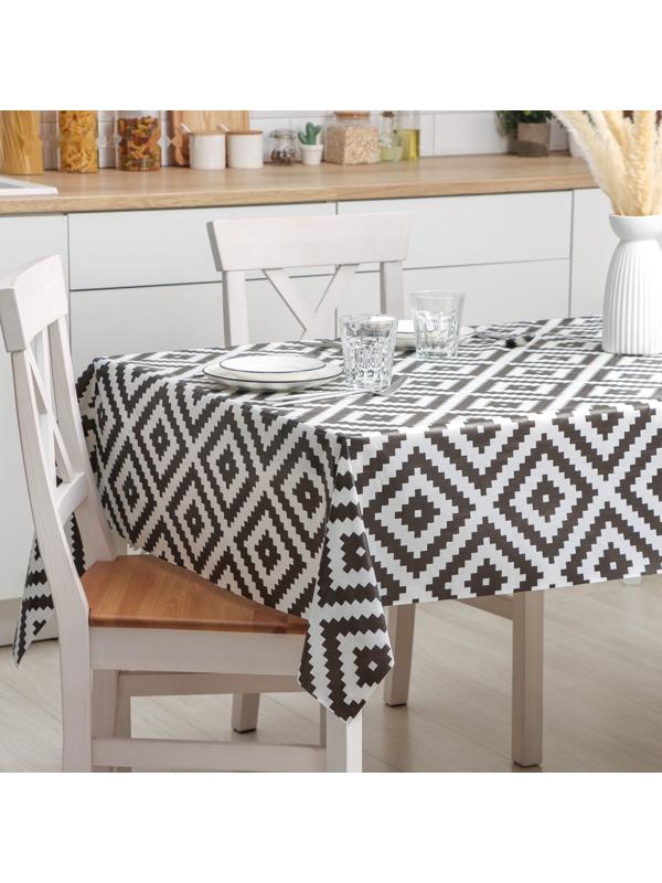 Клеёнка на стол на нетканой основе Доляна «Геометрия», ширина 140 см, рулон 20 м, цвет белый