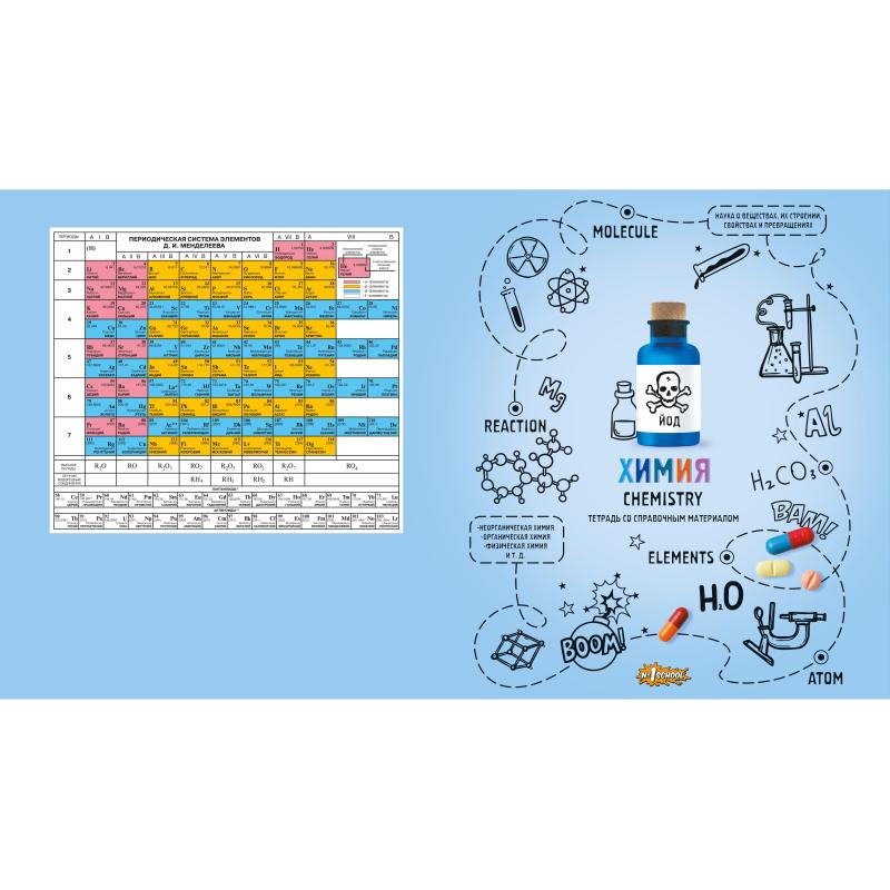 Тетрадь предметная №1 School Ребус 48л А5, клетка ХИМИЯ, 73848