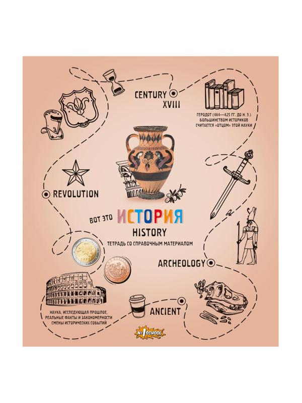 Тетрадь предметная №1 School Ребус 48л А5, клетка ИСТОРИЯ, 73851