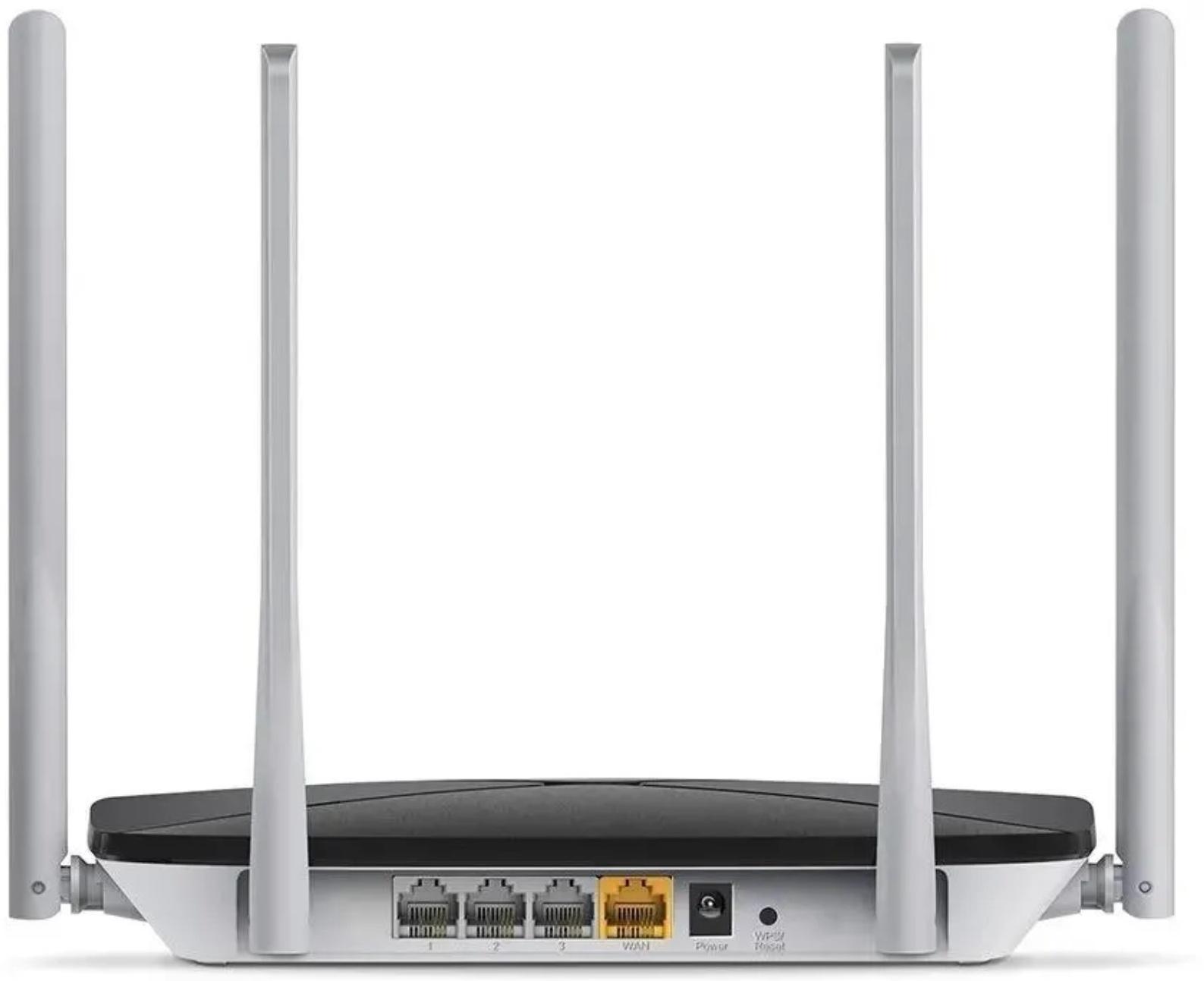 Wi-Fi роутер Mercusys  AC12, AC1200, 1167 Мбит/с, 3 порта 100 Мбит/с, чёрный