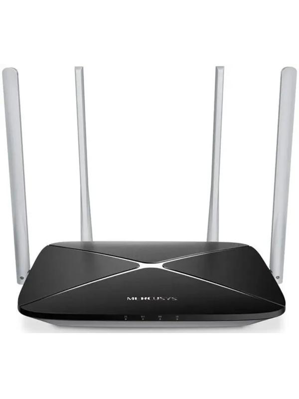 Wi-Fi роутер Mercusys  AC12, AC1200, 1167 Мбит/с, 3 порта 100 Мбит/с, чёрный
