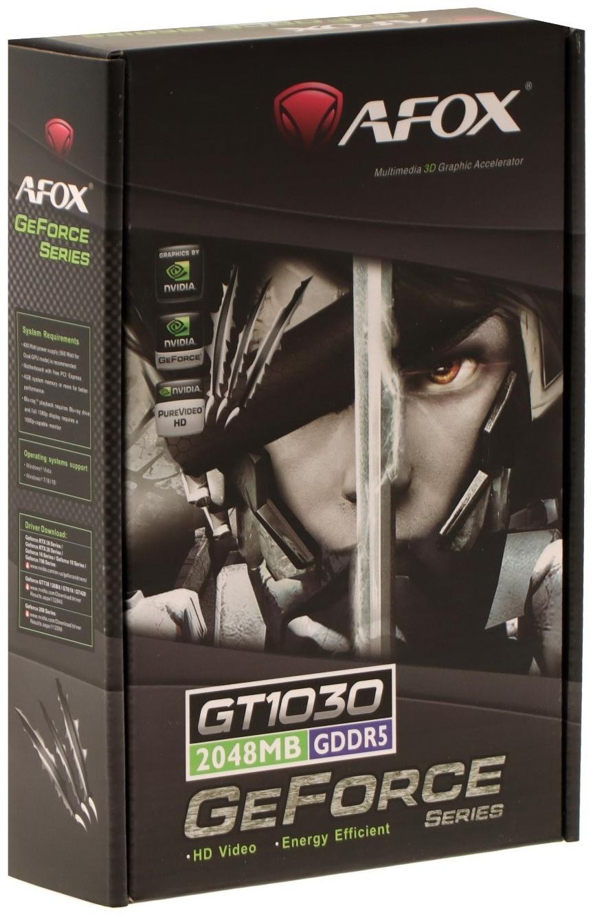 Видеокарта Afox GT1030, 2Гб, 64bit, GDDR5, DVI, HDMI, HDCP
