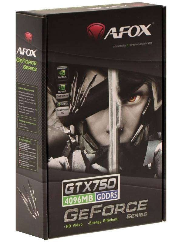 Видеокарта Afox GTX750, 4Гб, 128bit, GDDR5, DVI, HDMI, VGA, HDCP